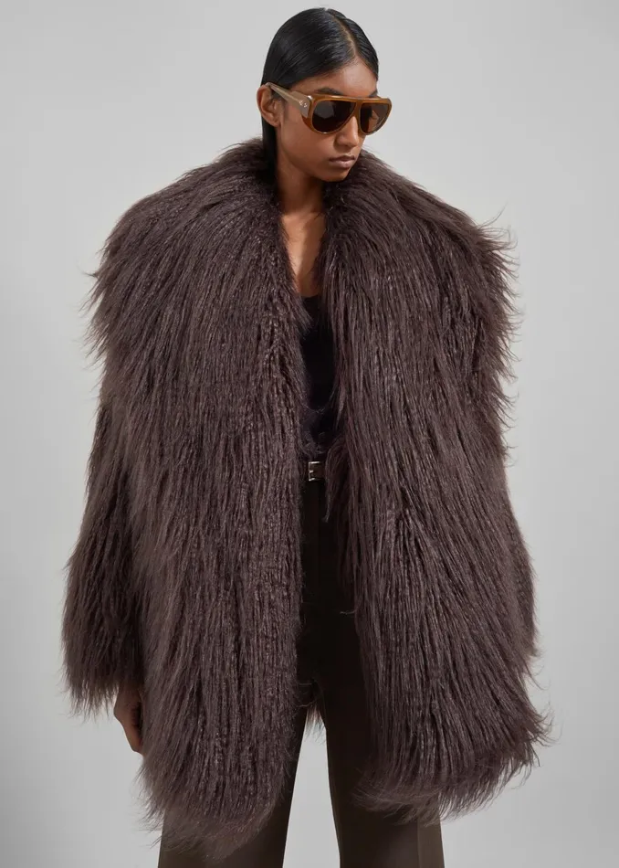 Women Outerwear The Frankie Shop Miley Faux Fur Jacket 8211 Brown