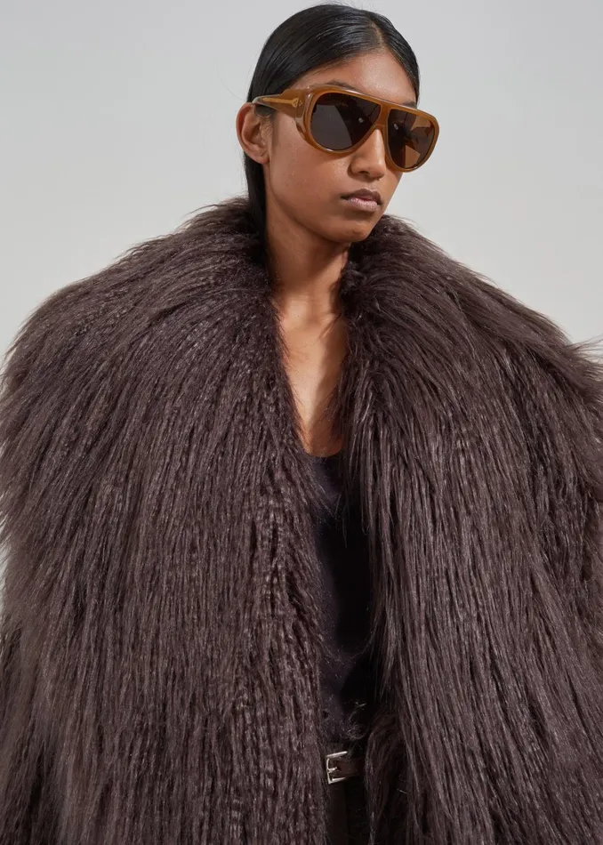 Women Outerwear The Frankie Shop Miley Faux Fur Jacket 8211 Brown