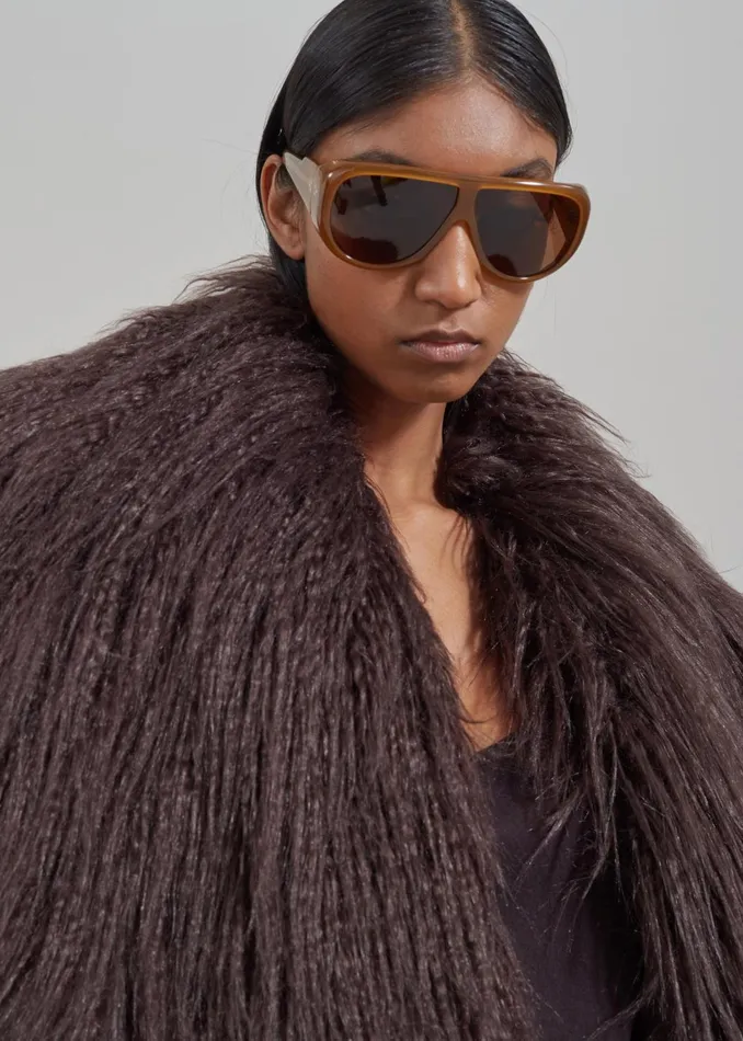 Women Outerwear The Frankie Shop Miley Faux Fur Jacket 8211 Brown