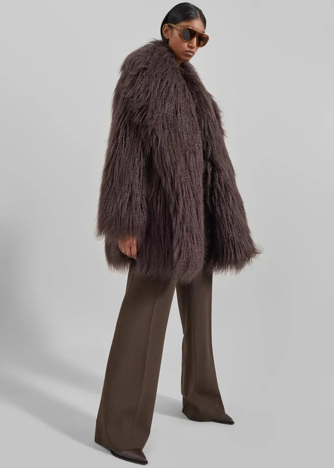 Women Outerwear The Frankie Shop Miley Faux Fur Jacket 8211 Brown