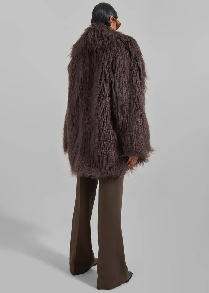 Women Outerwear The Frankie Shop Miley Faux Fur Jacket 8211 Brown
