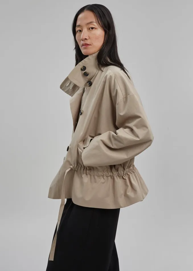 Women Outerwear The Frankie Shop Myro Drawstring Jacket 8211 Beige