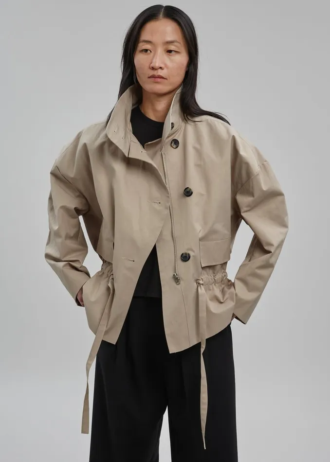 Women Outerwear The Frankie Shop Myro Drawstring Jacket 8211 Beige