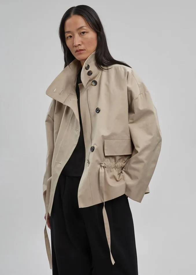 Women Outerwear The Frankie Shop Myro Drawstring Jacket 8211 Beige