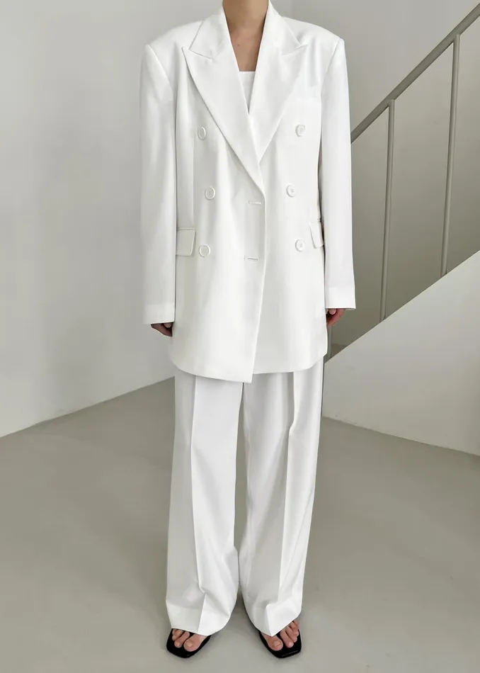 Women Outerwear The Frankie Shop Nessi Double Breasted Blazer 8211 White