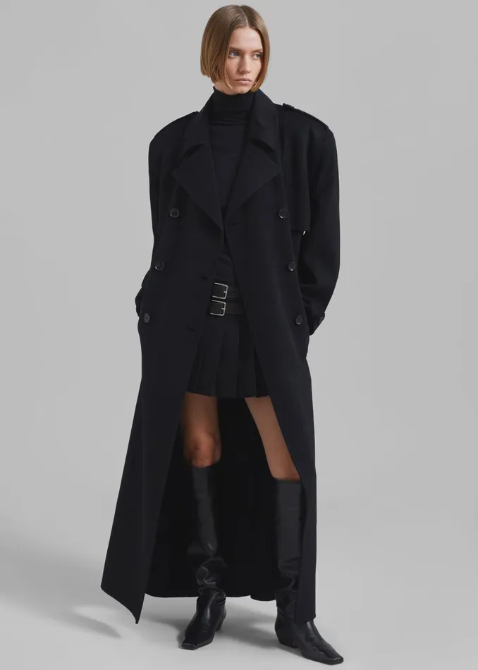 Women Outerwear The Frankie Shop Nikola Padded Trench Coat 8211 Black