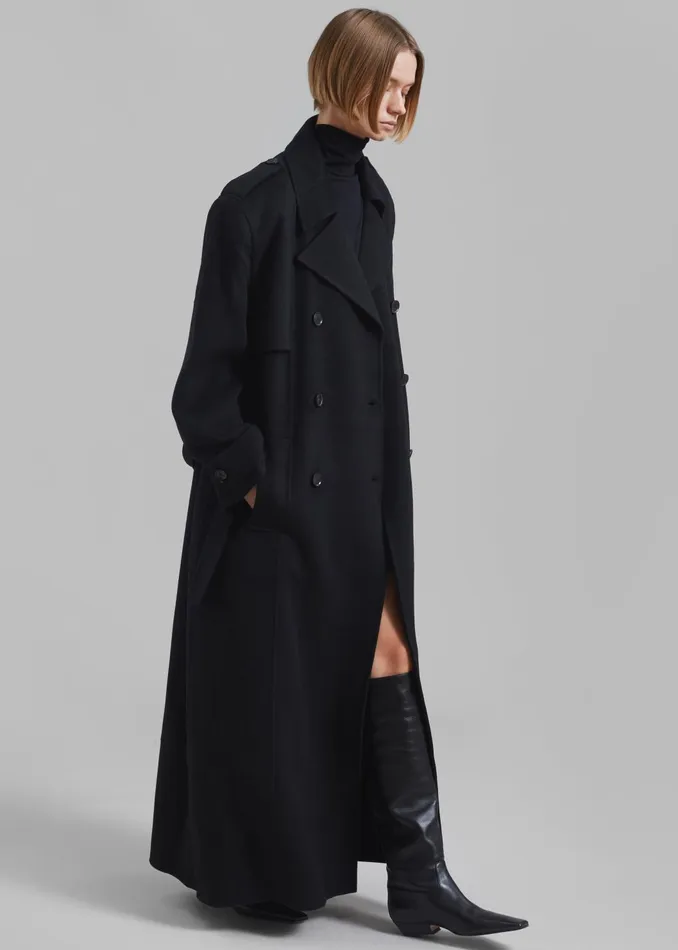 Women Outerwear The Frankie Shop Nikola Padded Trench Coat 8211 Black