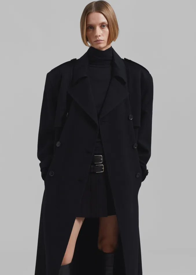 Women Outerwear The Frankie Shop Nikola Padded Trench Coat 8211 Black