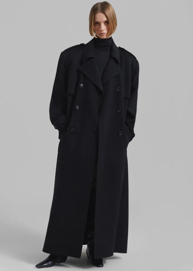 Women Outerwear The Frankie Shop Nikola Padded Trench Coat 8211 Black
