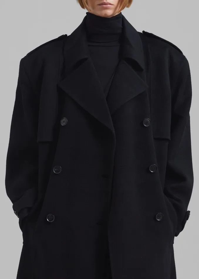 Women Outerwear The Frankie Shop Nikola Padded Trench Coat 8211 Black
