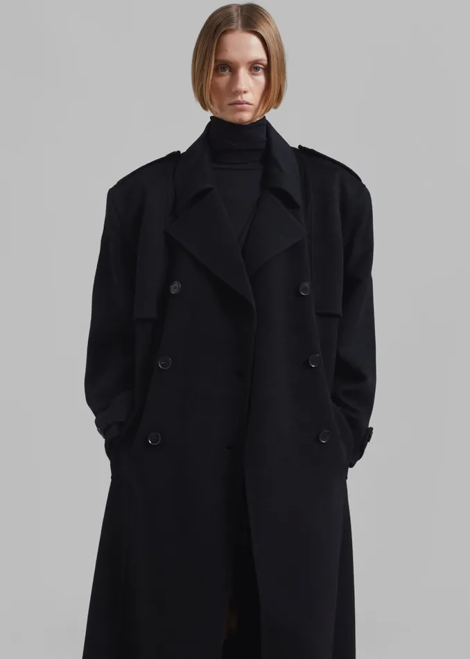 Women Outerwear The Frankie Shop Nikola Padded Trench Coat 8211 Black