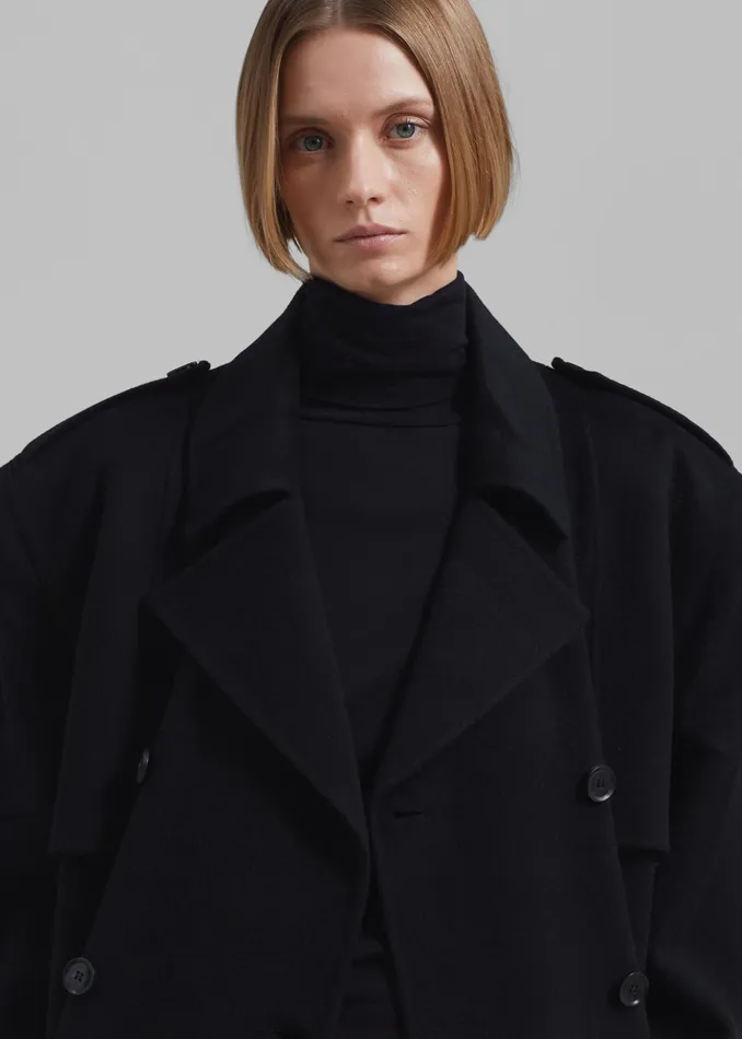 Women Outerwear The Frankie Shop Nikola Padded Trench Coat 8211 Black
