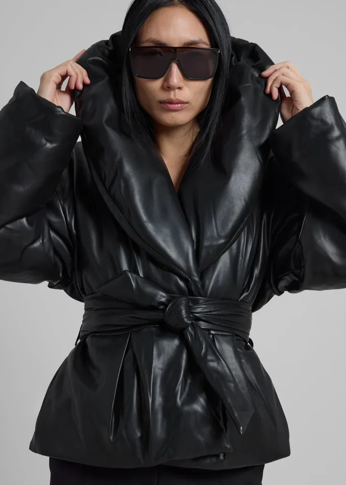 Women Outerwear The Frankie Shop Rotate Belted Puffer Jacket 8211 Black