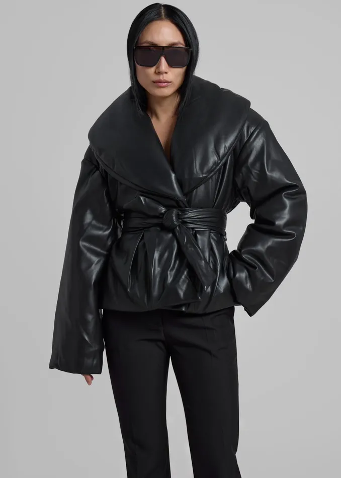Women Outerwear The Frankie Shop Rotate Belted Puffer Jacket 8211 Black
