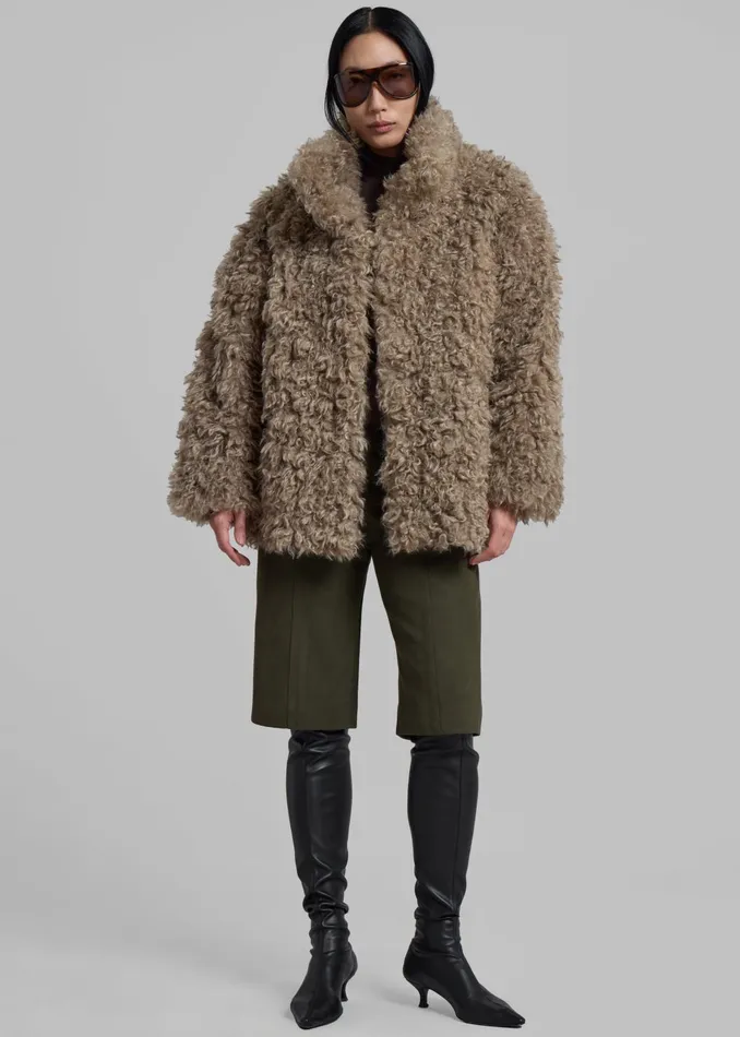 Women Outerwear The Frankie Shop Scotia Faux Shearling Jacket 8211 Beige
