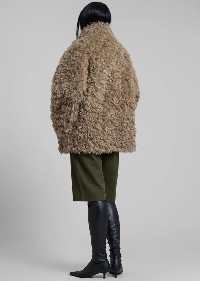Women Outerwear The Frankie Shop Scotia Faux Shearling Jacket 8211 Beige