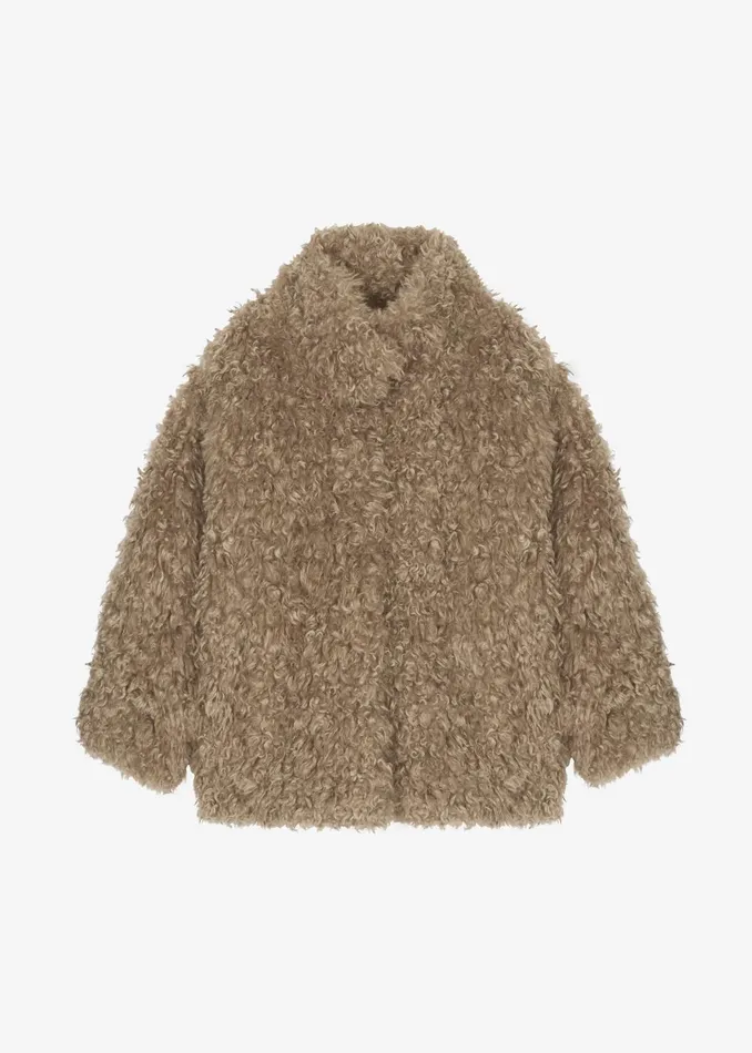 Women Outerwear The Frankie Shop Scotia Faux Shearling Jacket 8211 Beige