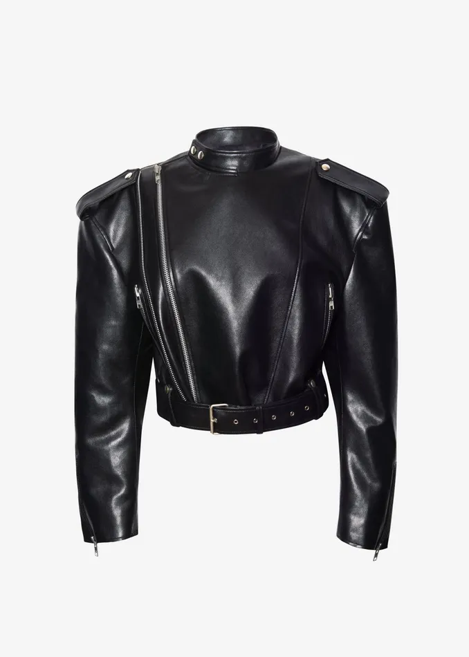 Women Outerwear The Frankie Shop Teagan Boxy Faux Leather Jacket 8211 Black