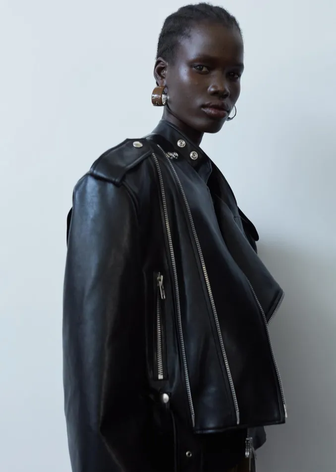 Women Outerwear The Frankie Shop Teagan Boxy Faux Leather Jacket 8211 Black