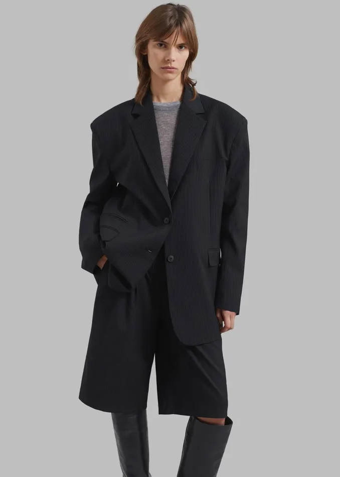 Women Outerwear The Frankie Shop Wilma Blazer 8211 Black Pinstripe