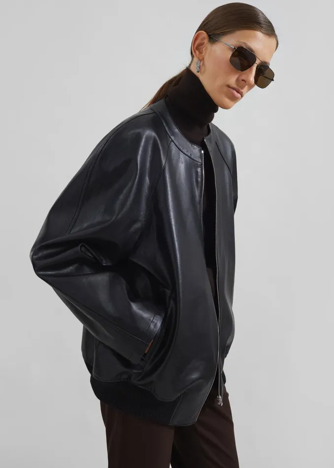 Women Outerwear The Frankie Shop Xyla Faux Leather Jacket 8211 Black