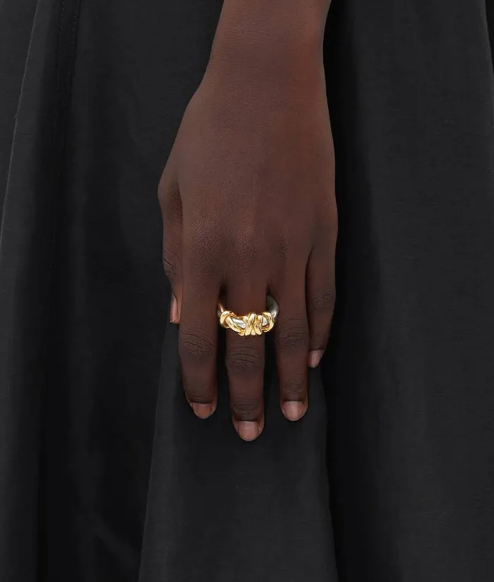 Women Rings Bottega Veneta Knot Ring Silveryellow Gold