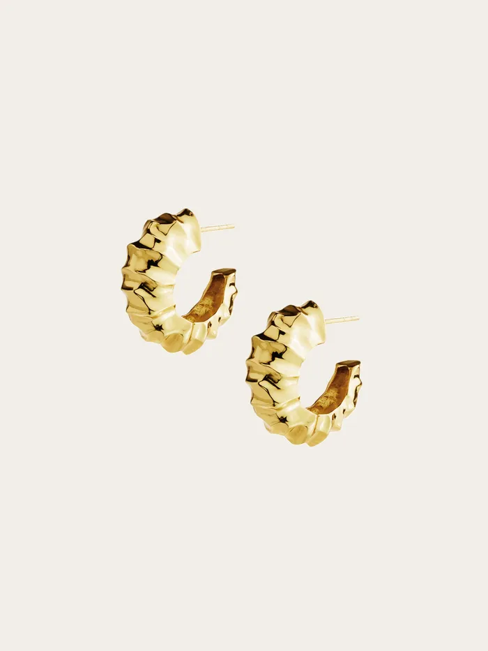 Women Rylan 8211 Hammered Hoop Earrings in Gold Earrings The UNDONE