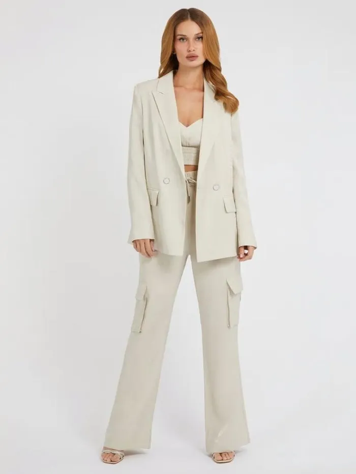 Women Satin Blazer Light Grey Guess Coats And Jackets
