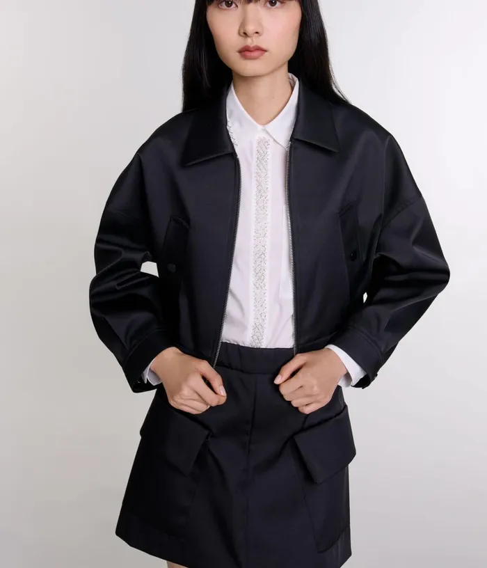 Women Satin Jacket Maje Blazers and Jackets
