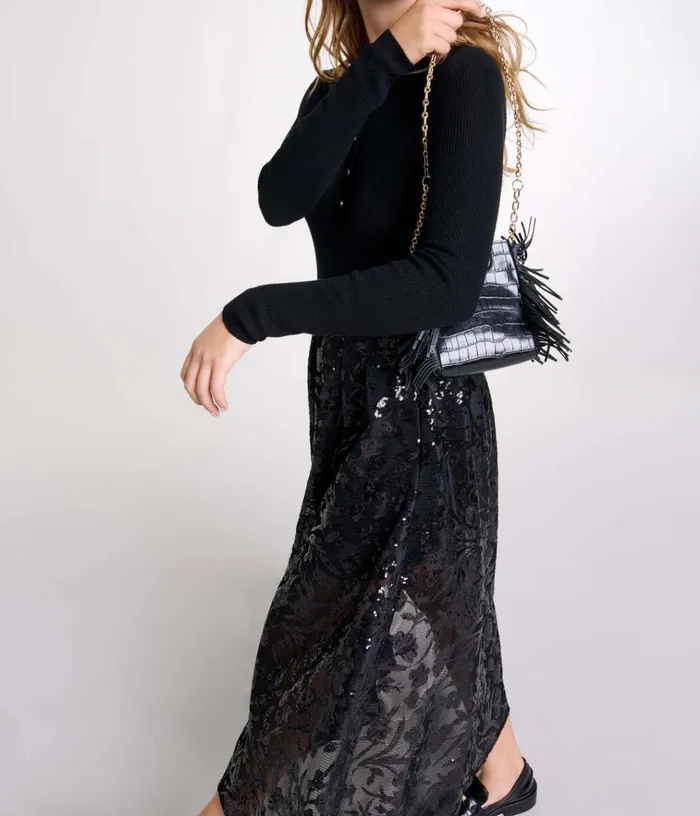 Women Sequin Maxi Skirt Maje Skirts and Shorts