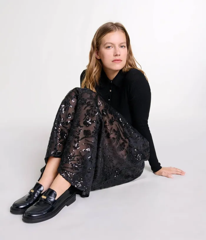 Women Sequin Maxi Skirt Maje Skirts and Shorts