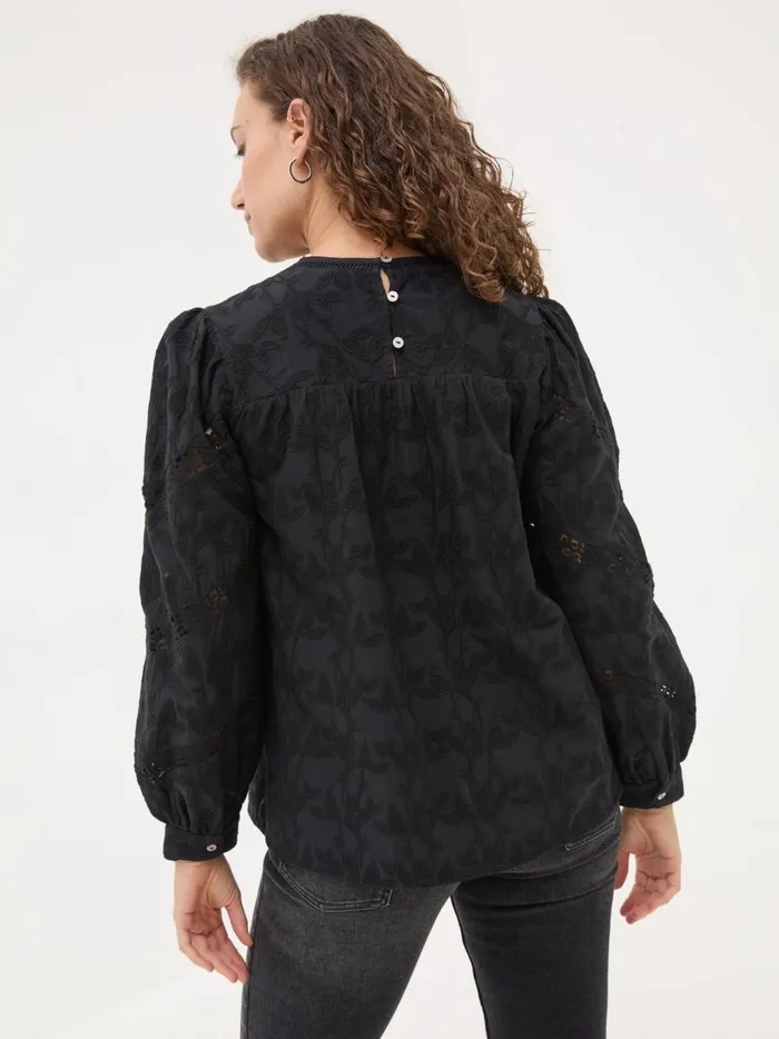 Women Shirts and Blouses Fat Face Black Ana 100 Cotton Detail Blouse Women Shirts and Blouses Fat Face Black Ana 100 Cotton Detail Blouse