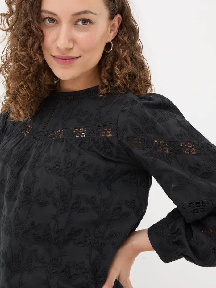 Women Shirts and Blouses Fat Face Black Ana 100 Cotton Detail Blouse Women Shirts and Blouses Fat Face Black Ana 100 Cotton Detail Blouse