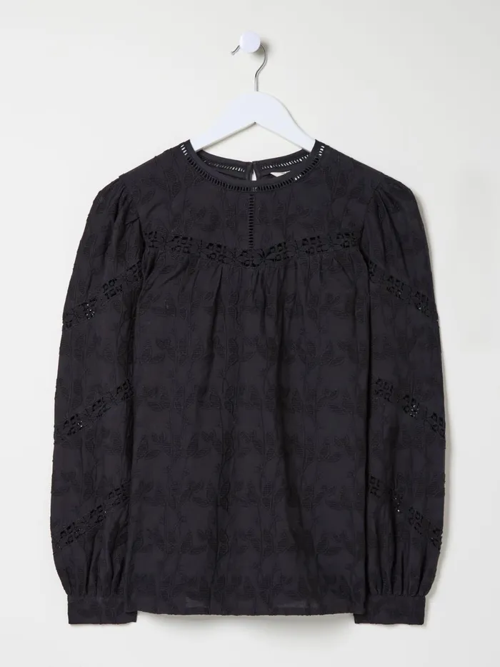 Women Shirts and Blouses Fat Face Black Ana 100 Cotton Detail Blouse Women Shirts and Blouses Fat Face Black Ana 100 Cotton Detail Blouse