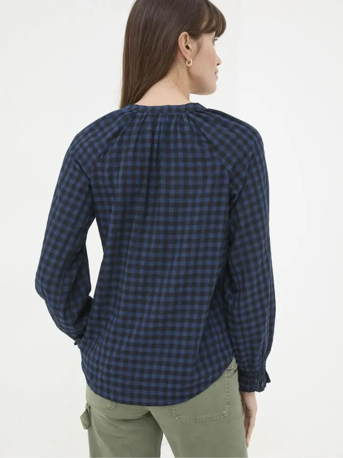 Women Shirts and Blouses Fat Face Pacey Blue Pacey Gingham Blouse