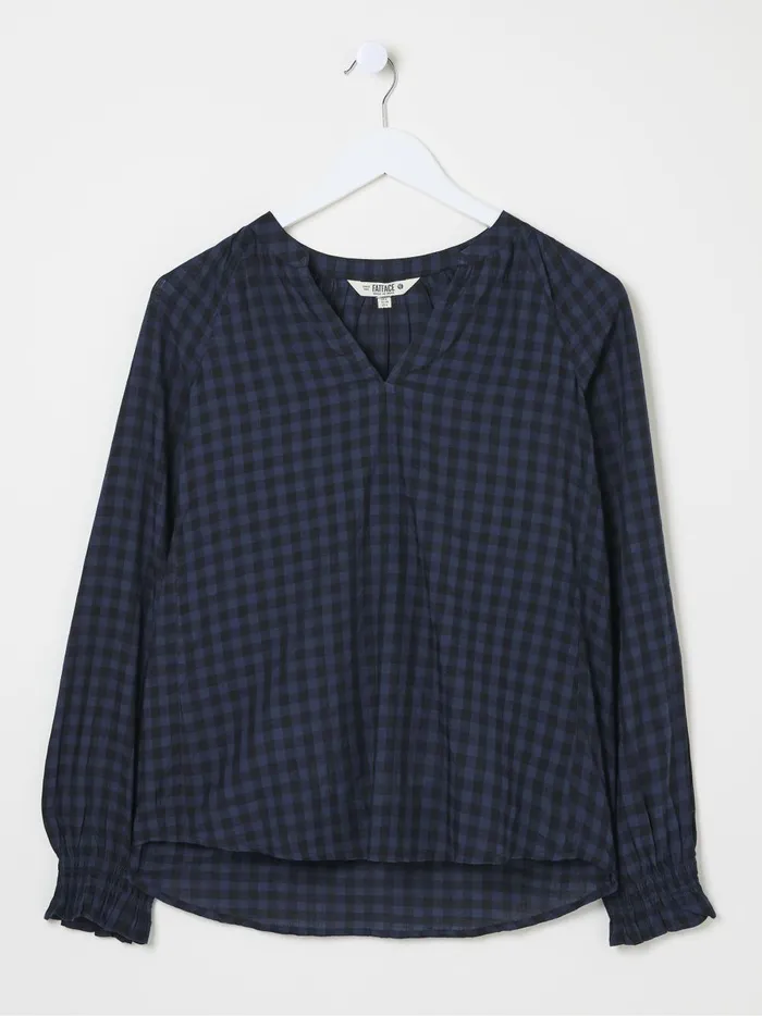 Women Shirts and Blouses Fat Face Pacey Blue Pacey Gingham Blouse