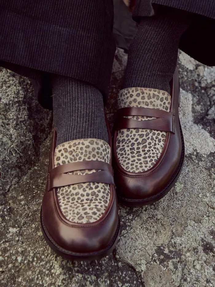 Women Shoes Cyrillus TwoColor Leather Loafers Peau De Bete