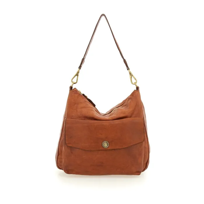 Women ShoulderHobo Bag Campomaggi Ossidiana Cognac