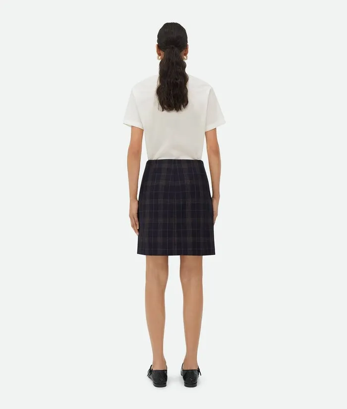 Women Skirts Bottega Veneta Checked Cotton Mouline Skirt Bluebrown