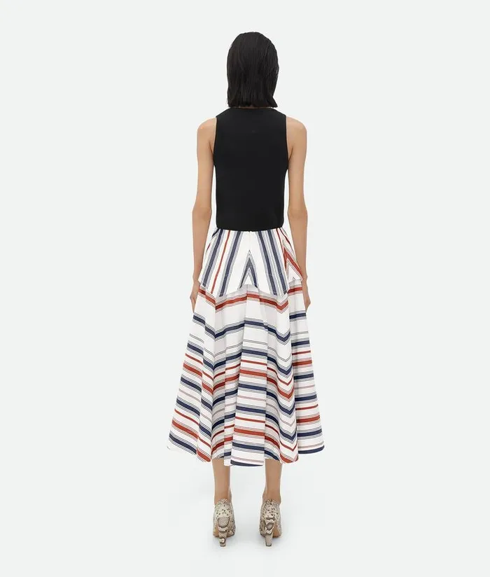 Women Skirts Bottega Veneta Striped Cotton Skirt Navymaple