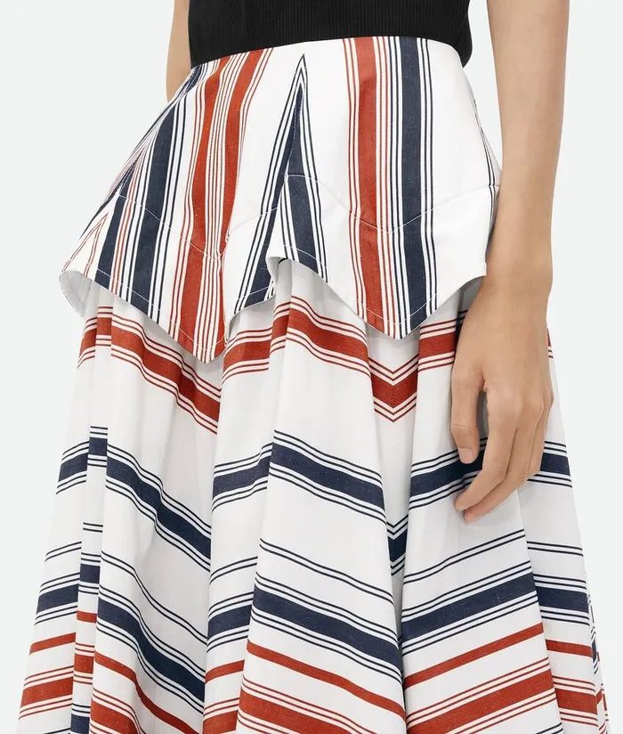 Women Skirts Bottega Veneta Striped Cotton Skirt Navymaple