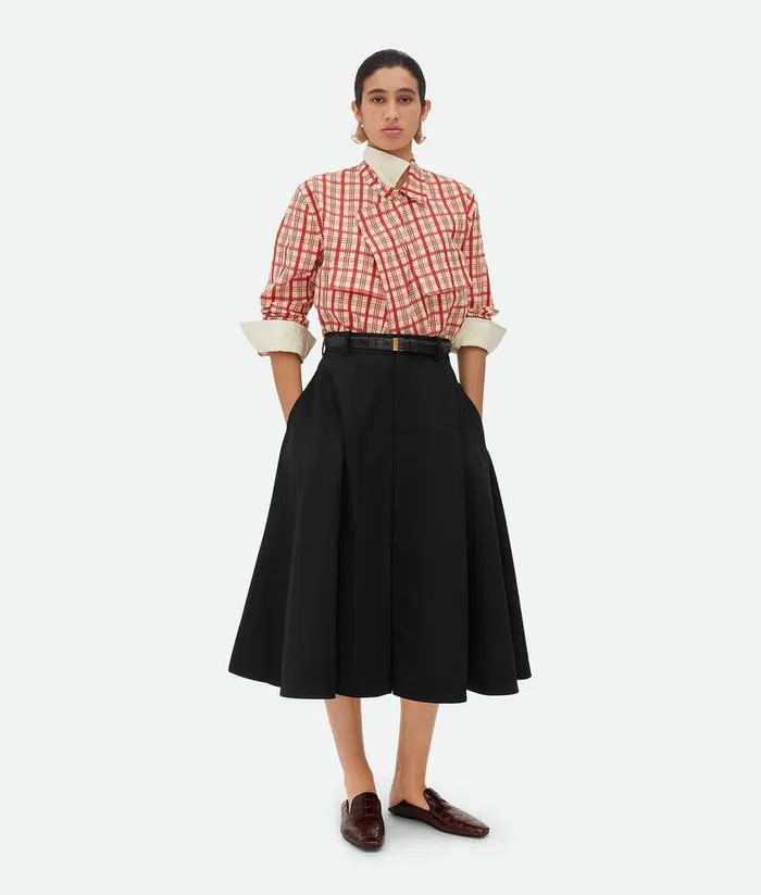 Women Skirts Bottega Veneta Wool Grain De Poudre Skirt Black