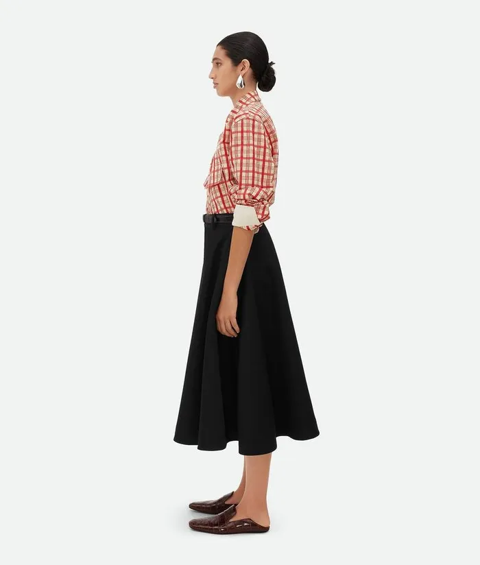 Women Skirts Bottega Veneta Wool Grain De Poudre Skirt Black