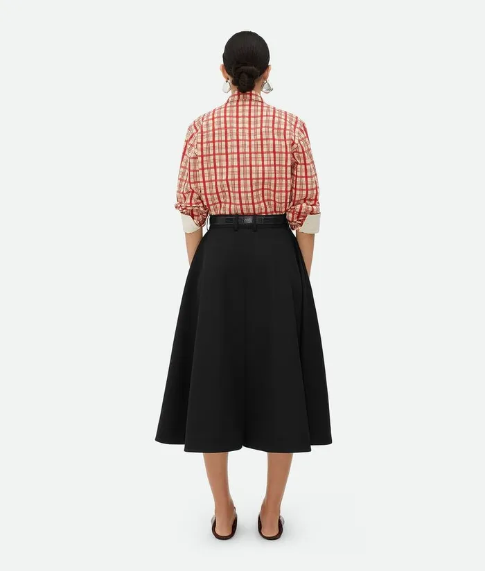 Women Skirts Bottega Veneta Wool Grain De Poudre Skirt Black