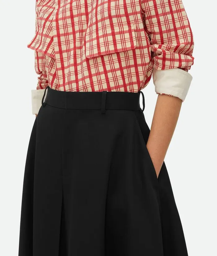 Women Skirts Bottega Veneta Wool Grain De Poudre Skirt Black