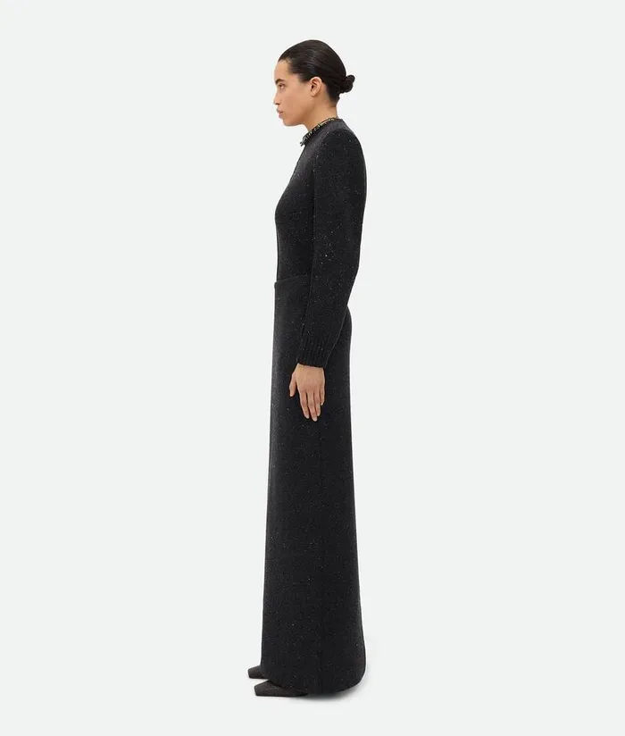 Women Skirts Bottega Veneta Wool Tailored Skirt Dark Grey Melange