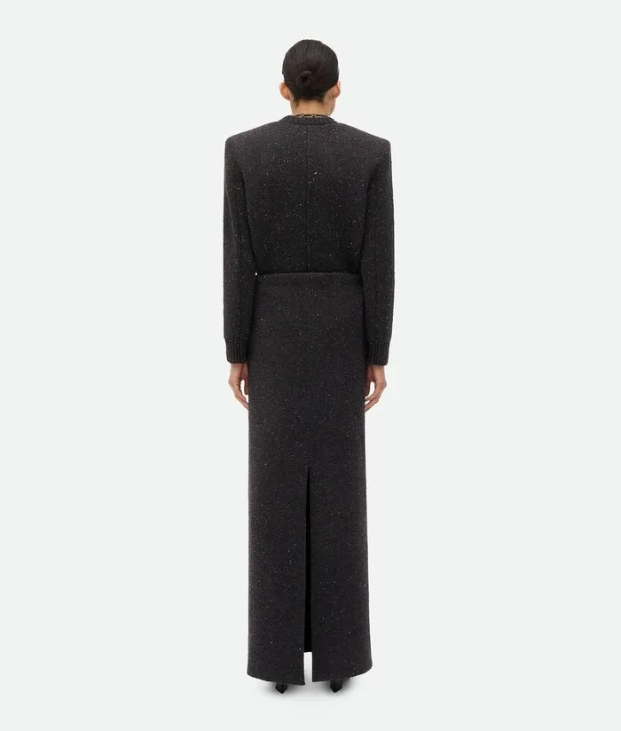 Women Skirts Bottega Veneta Wool Tailored Skirt Dark Grey Melange