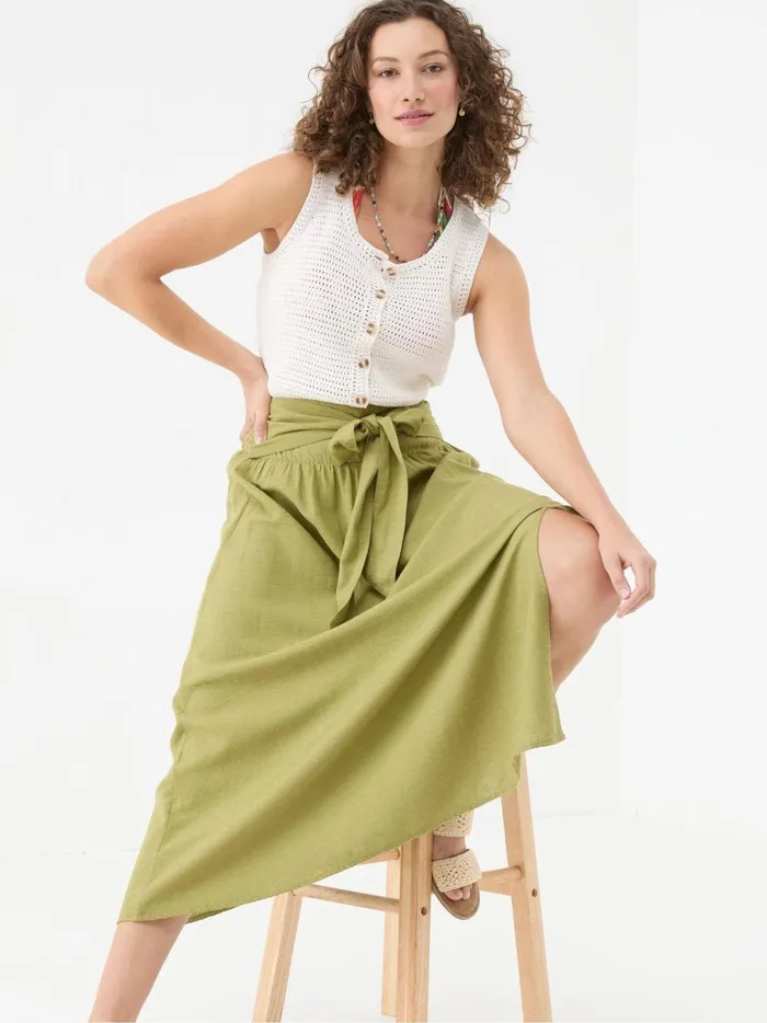 Women Skirts Fat Face Sascha Green Midi Skirt