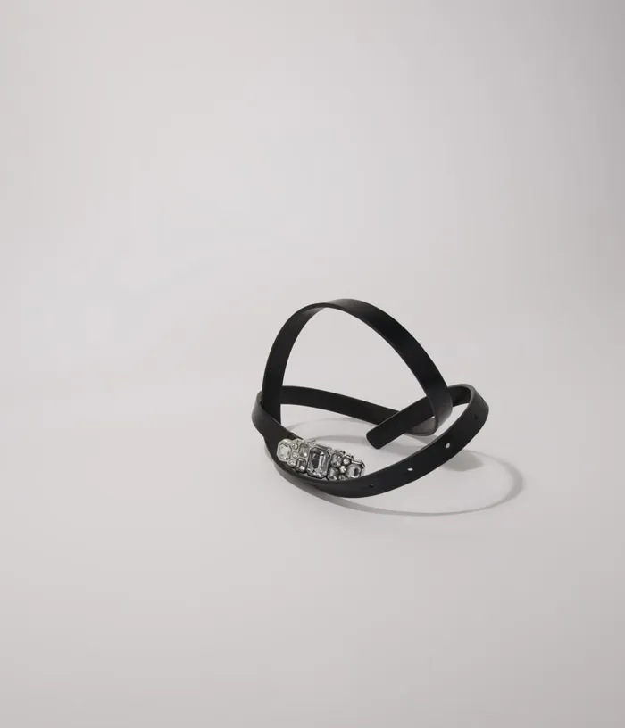 Women Slim Rhinestone Belt Maje Belts