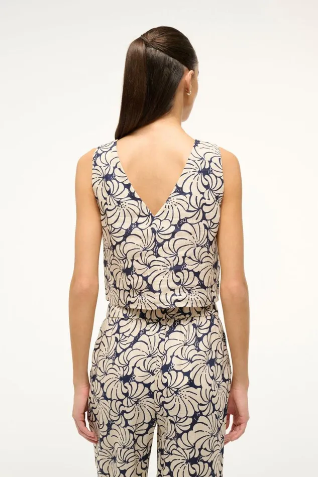 Women STAUD CATANIA TOP NAVY SCALLOP BLOCK PRINT STAUD Tops Women STAUD CATANIA TOP NAVY SCALLOP BLOCK PRINT STAUD Tops